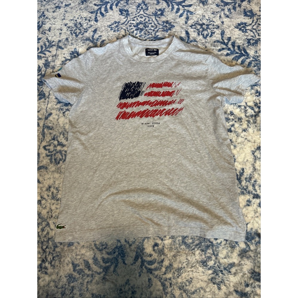 Lacoste Sport Grey Miami Open Men's Performance Graphic T Shirt Size Xl